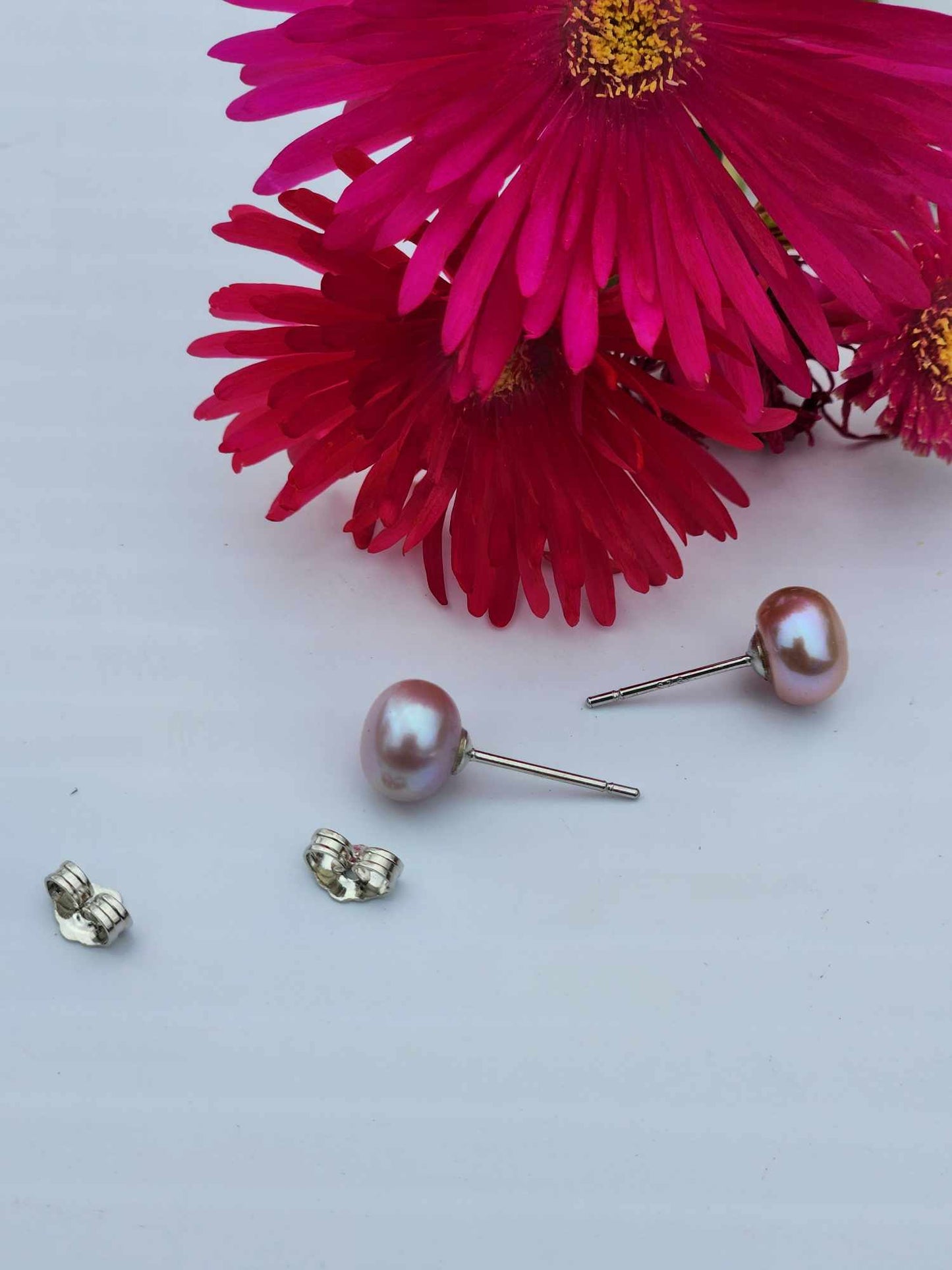 Lavender Pearl Silver Earring Studs | Freshwater Pearl Studs