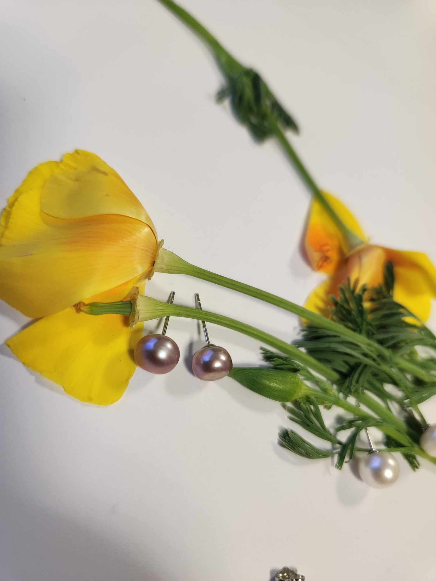 Lavender Pearl Silver Earring Studs | Freshwater Pearl Studs