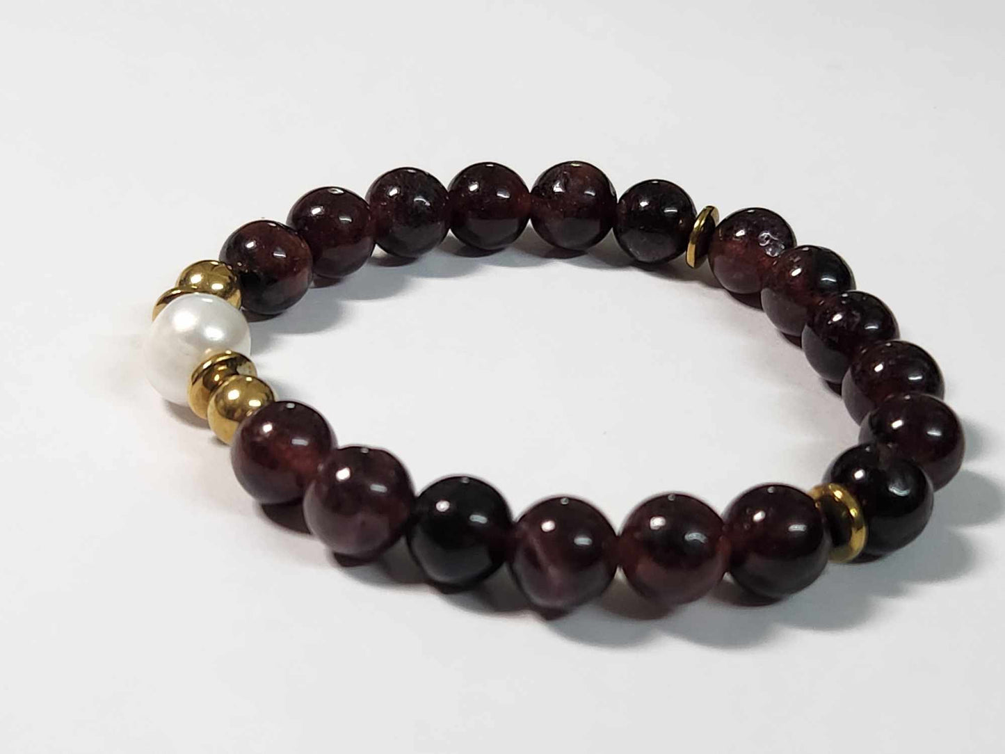 Luxurious Deep Garnet and Pearl Bracelet