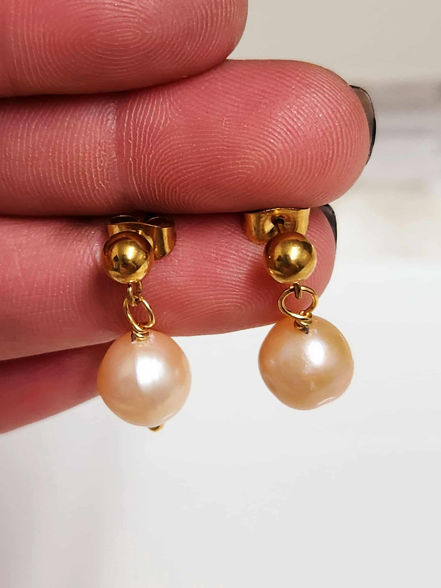Bluebell Bliss Pink Pearl Gold Earrings