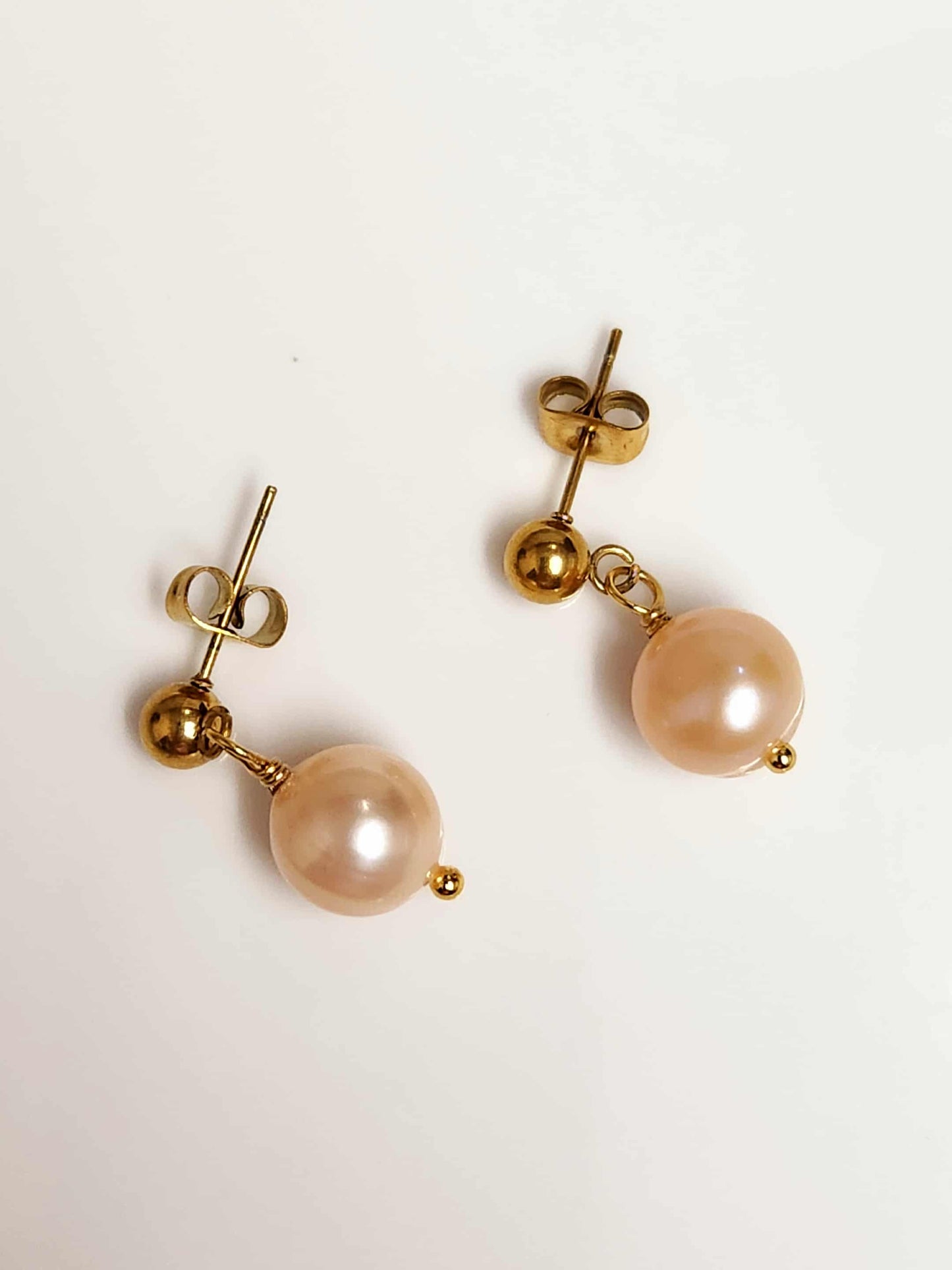 Bluebell Bliss Pink Pearl Gold Earrings