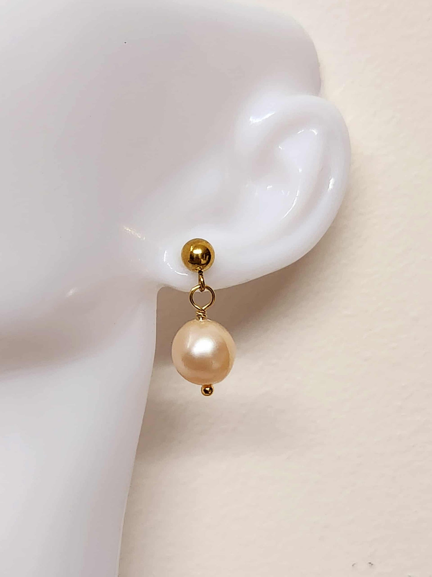 Bluebell Bliss Pink Pearl Gold Earrings