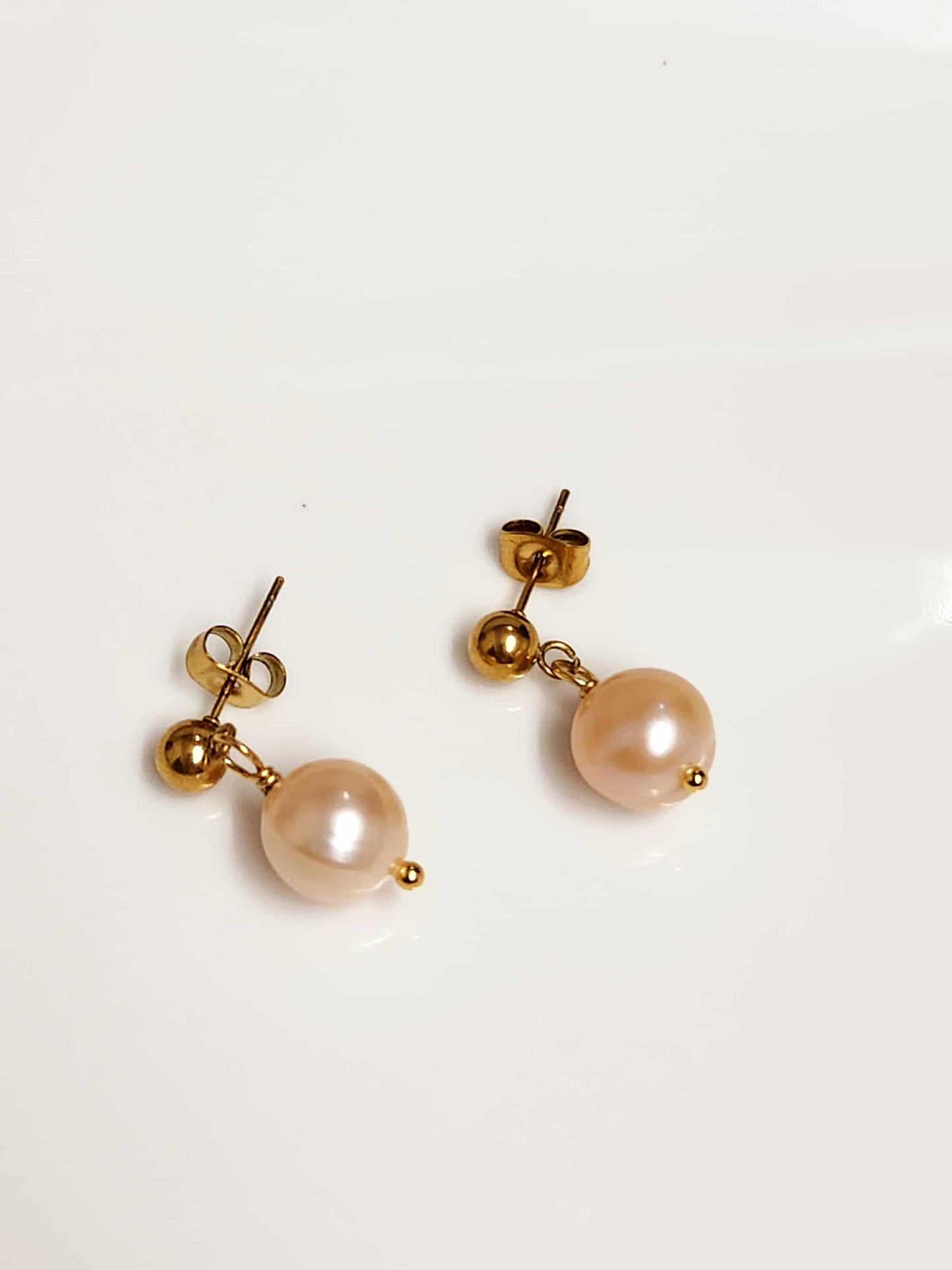 Bluebell Bliss Pink Pearl Gold Earrings