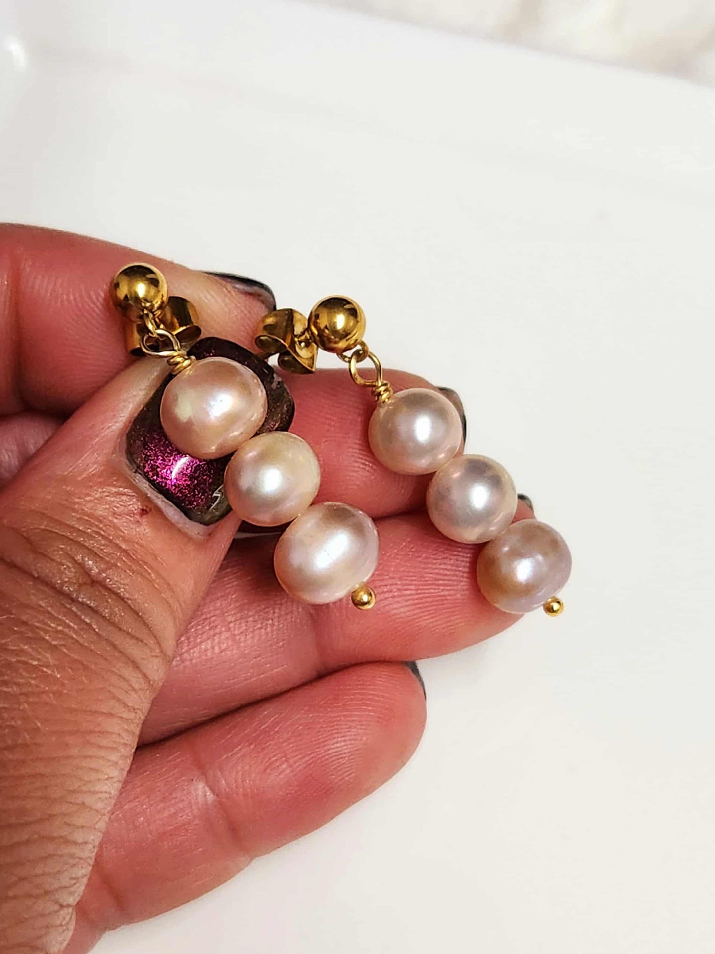 Lily of the Valley Pearl Drop Earrings