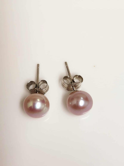 Lavender Pearl Silver Earring Studs  | Freshwater Pearl Studs