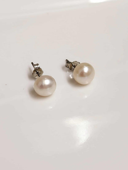 Lavender Pearl Silver Earring Studs  | Freshwater Pearl Studs
