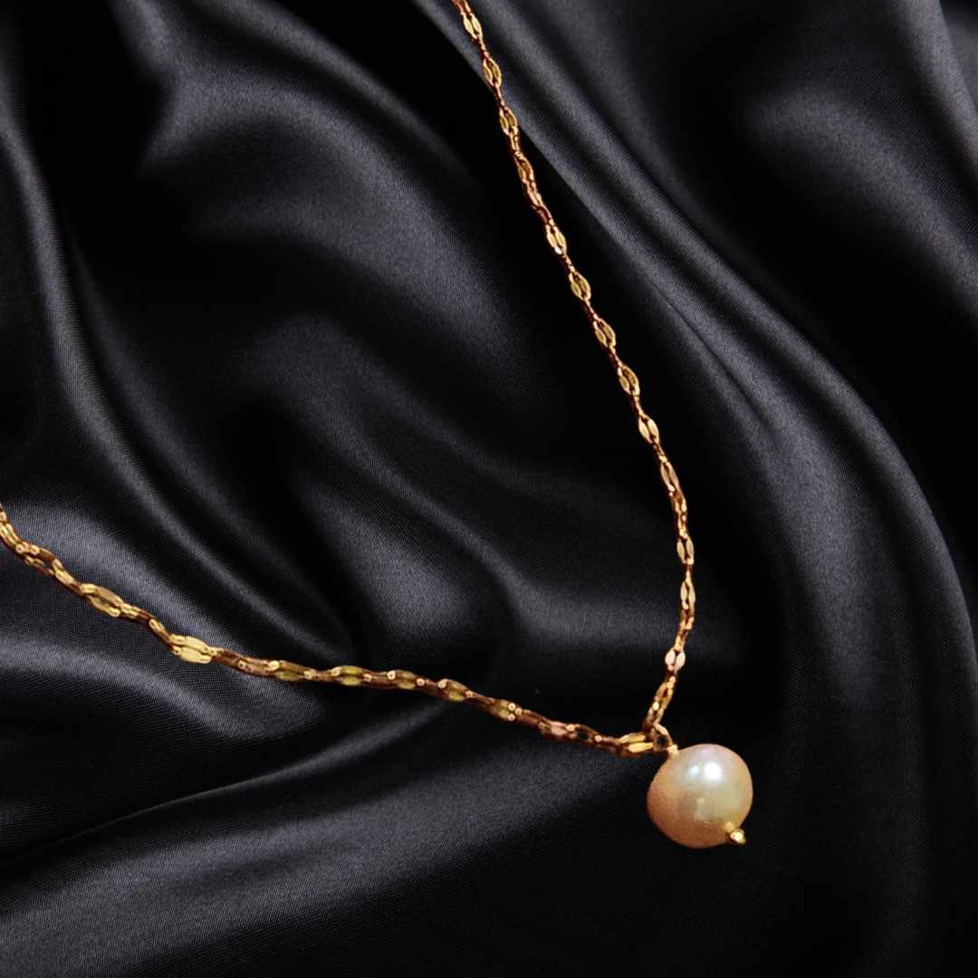 Simple Pearl Gold Necklace | Fresh water Pearl Necklace