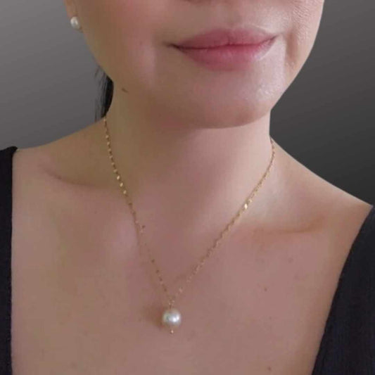 Simple Pearl Gold Necklace | Fresh water Pearl Necklace