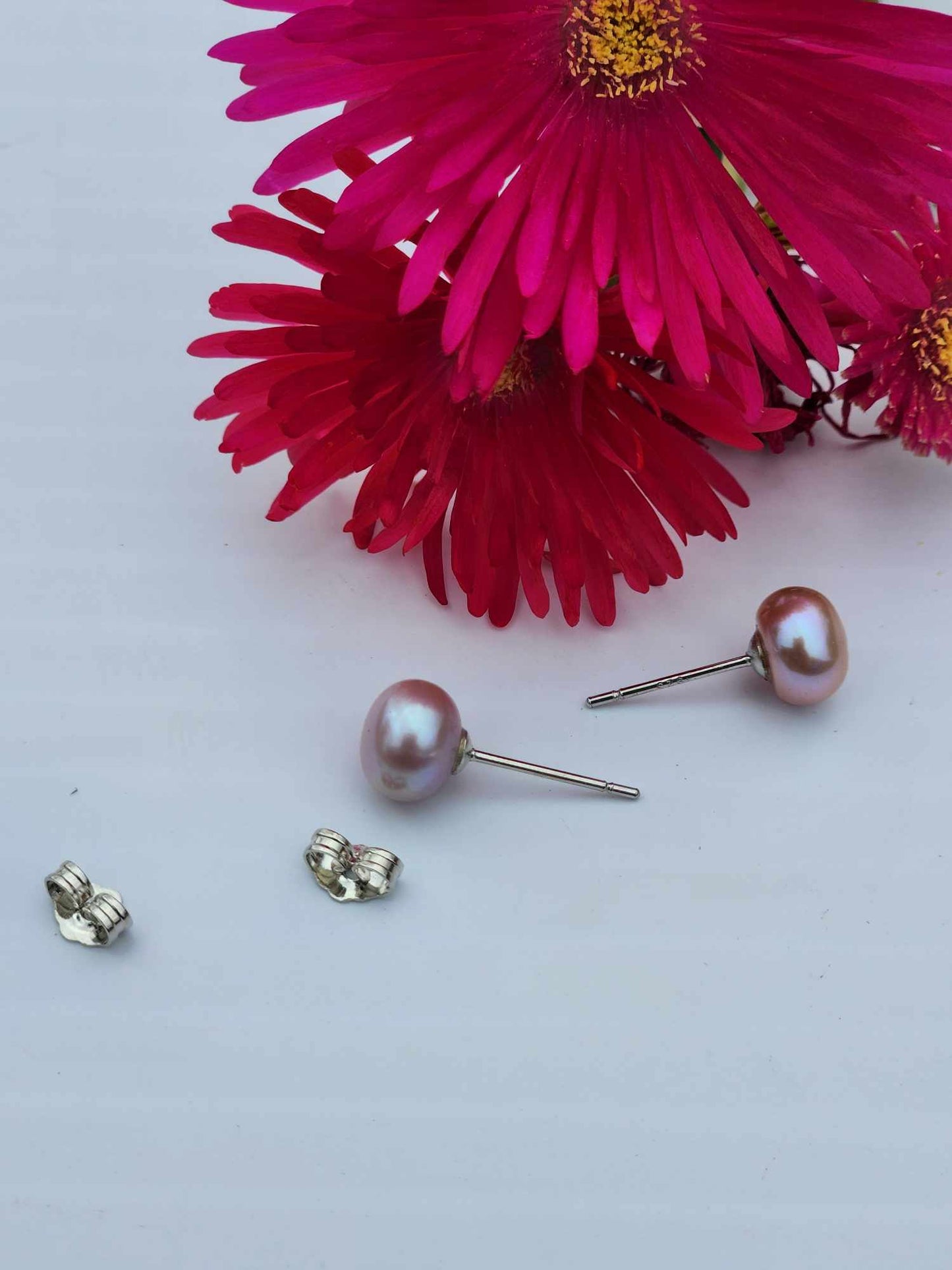 Lavender Pearl Silver Earring Studs  | Freshwater Pearl Studs