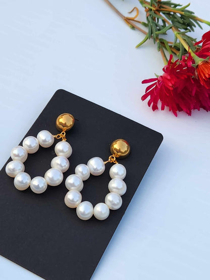 Daisy Delight Chain Pearl Earrings | Freshwater Pearl Studs