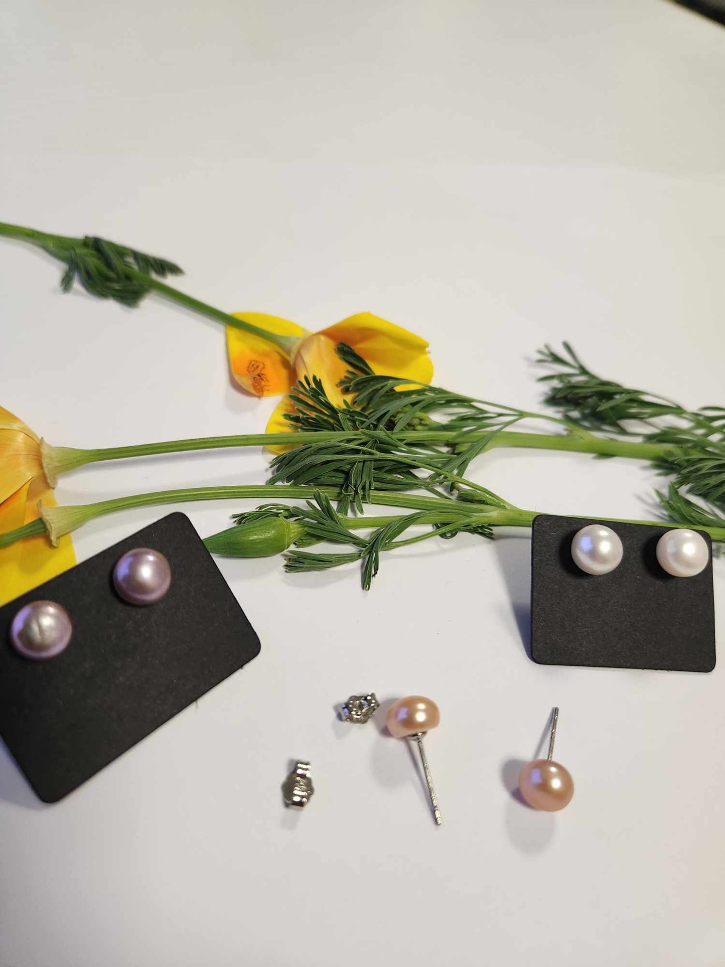 Lavender Pearl Silver Earring Studs  | Freshwater Pearl Studs