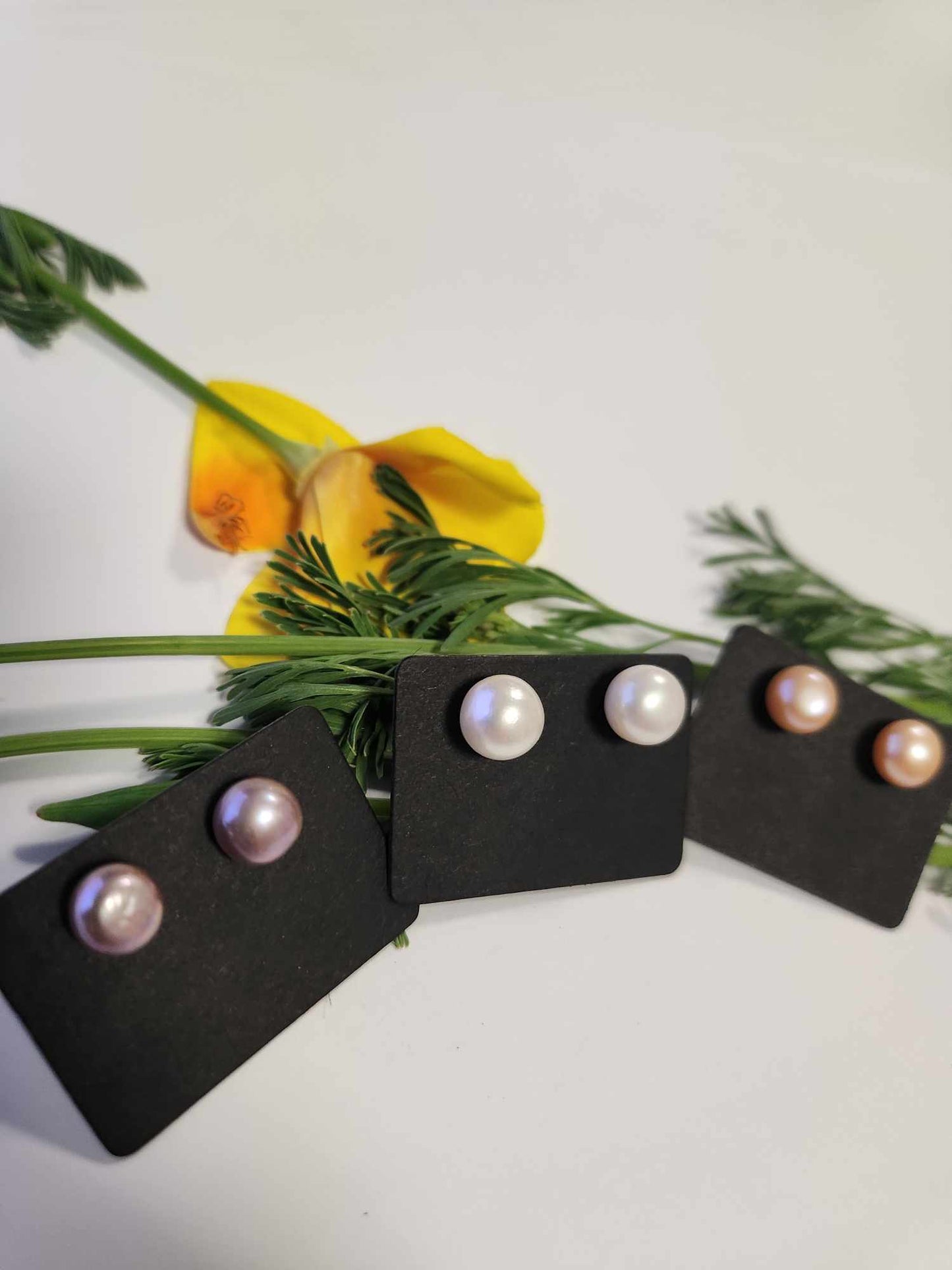 Lavender Pearl Silver Earring Studs  | Freshwater Pearl Studs