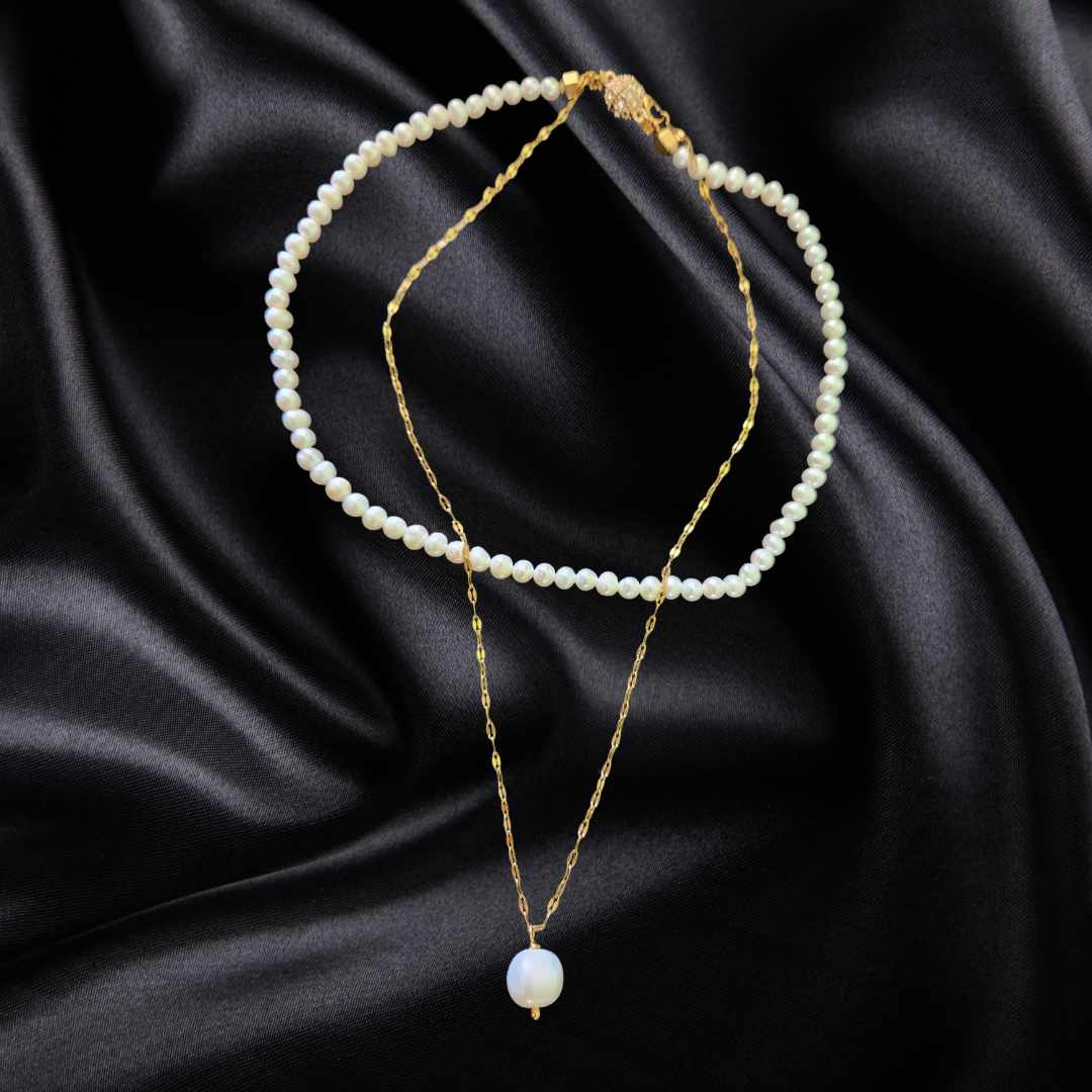 Enchantress' Embrace Double Layer Pearl Choker Necklace