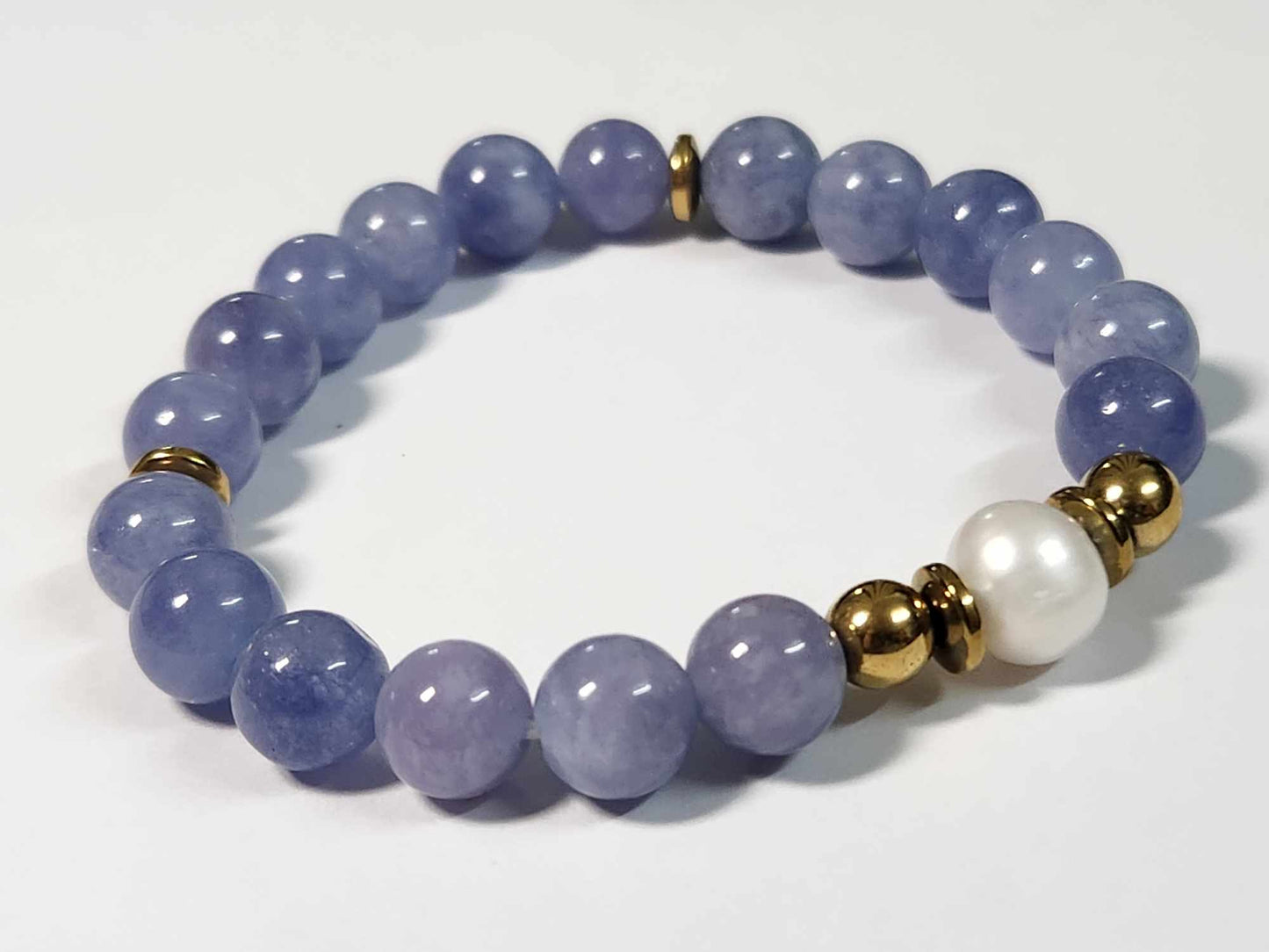 Serene Sky-Blue Jade and Pearl Bracelet