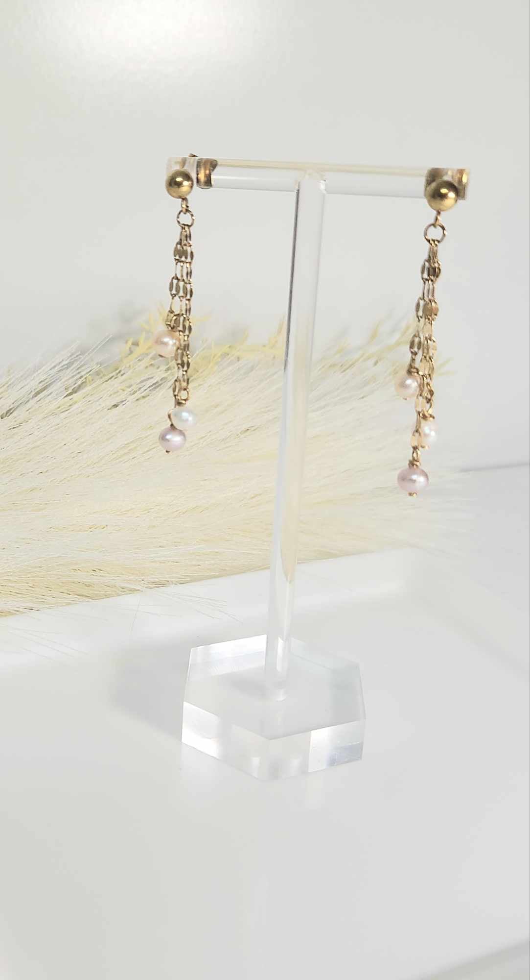 Dhalia Daze Drop Dangling / Freshwater Pearl Earrings