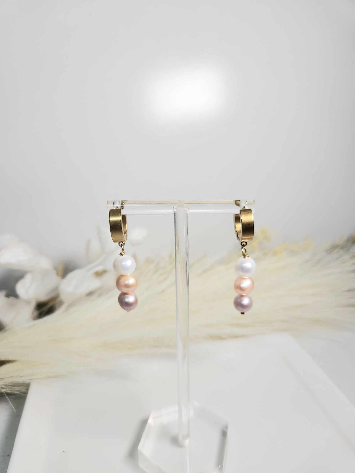 Dazzling Daffodil Pearls in Hoop Earrings| Fresh water Pearl Jewelry