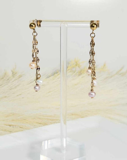 Dhalia Daze Drop Dangling / Freshwater Pearl Earrings