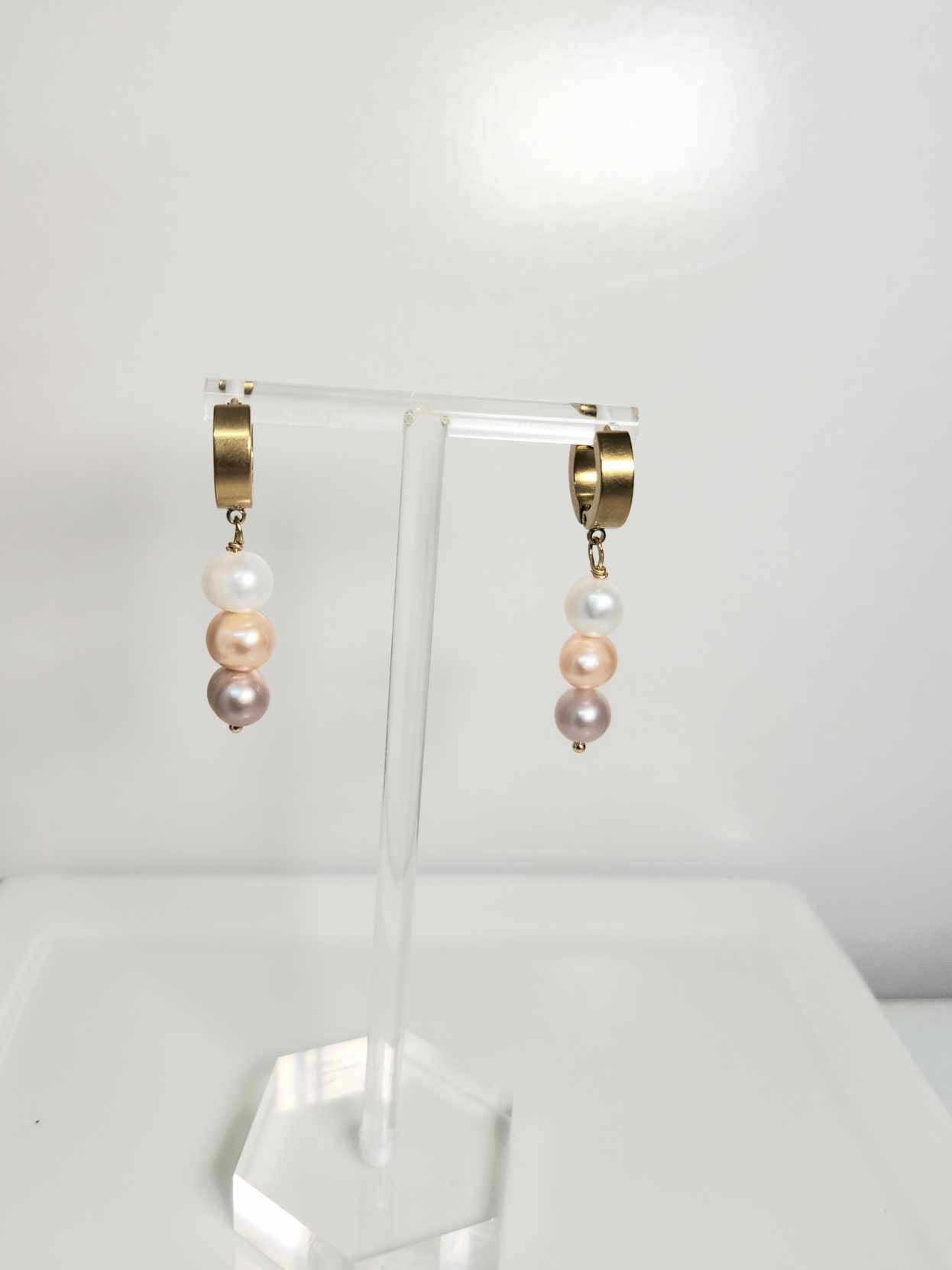 Dazzling Daffodil Pearls in Hoop Earrings| Fresh water Pearl Jewelry