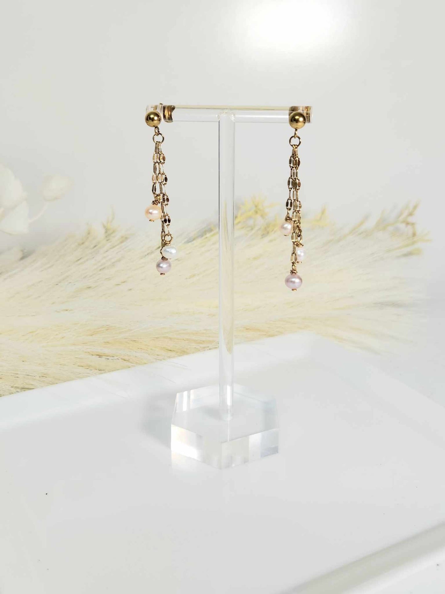 Dhalia Daze Drop Dangling / Freshwater Pearl Earrings