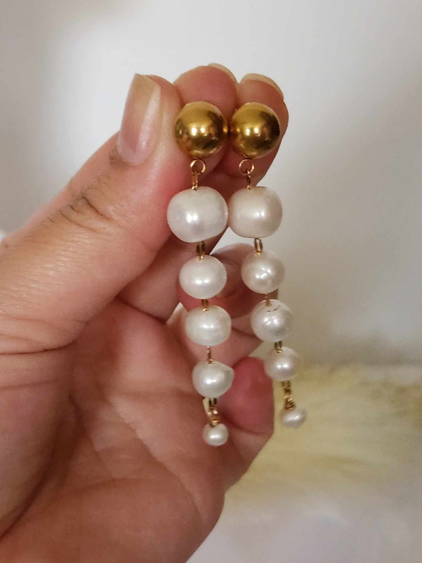 Bleeding Heart Long Dangle Pearls | Freshwater Pearl Jewelry