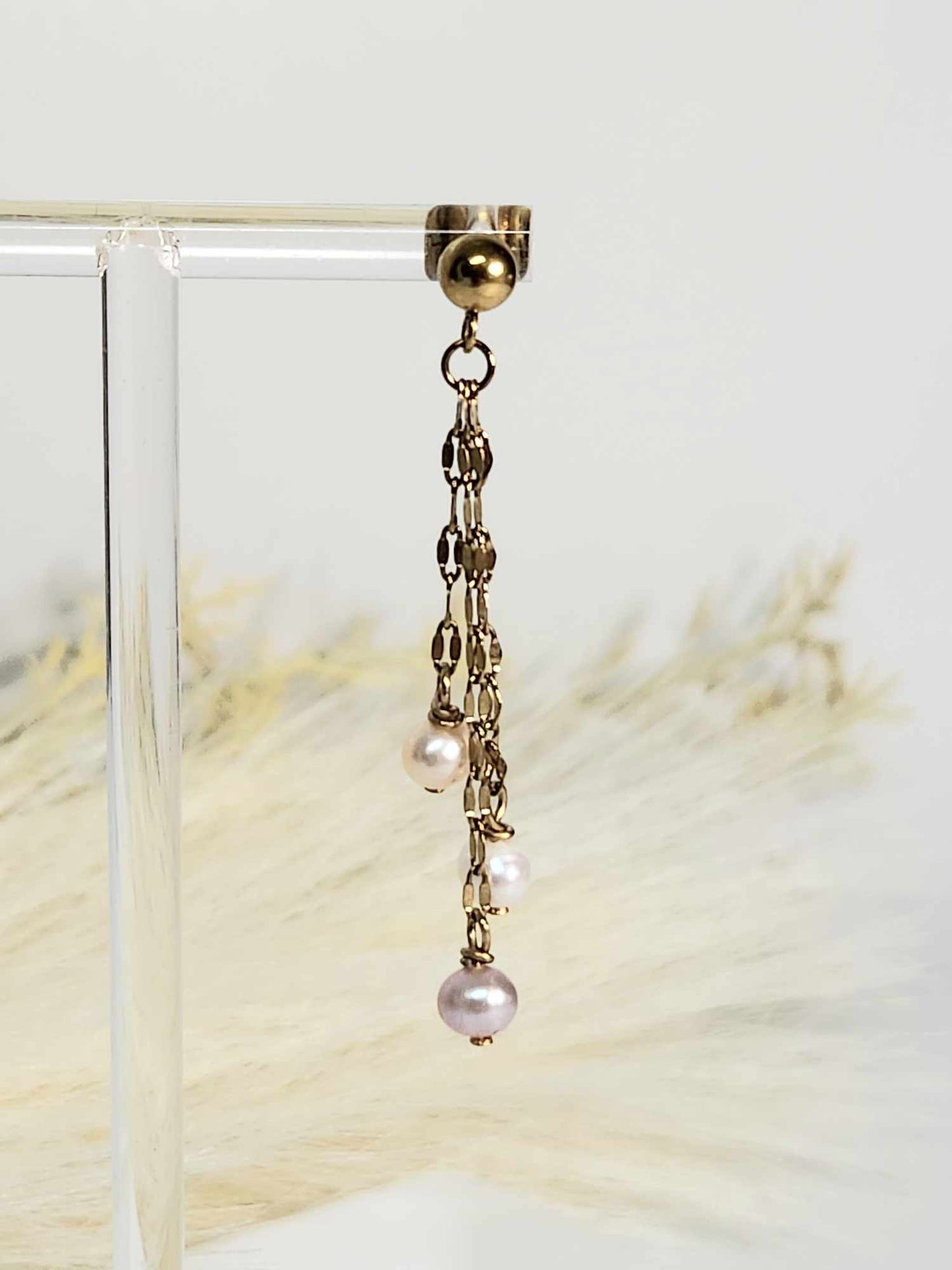 Dhalia Daze Drop Dangling / Freshwater Pearl Earrings