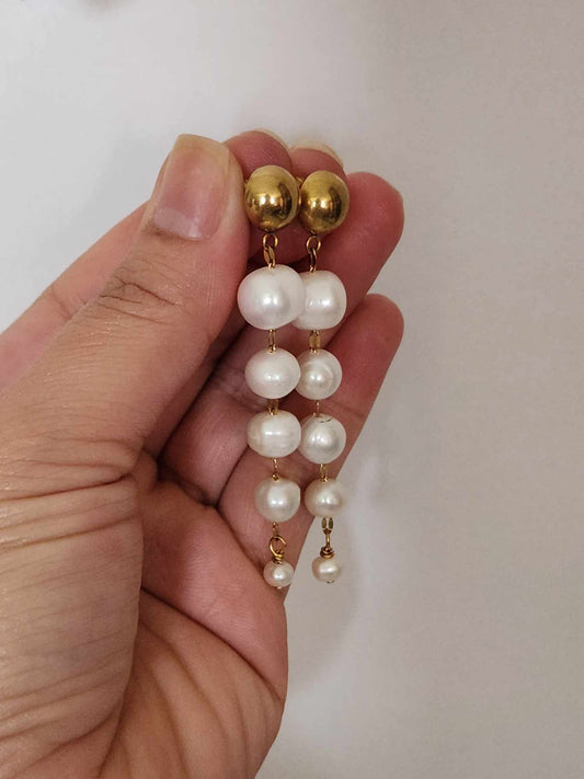 Bleeding Heart Long Dangle Pearls | Freshwater Pearl Jewelry