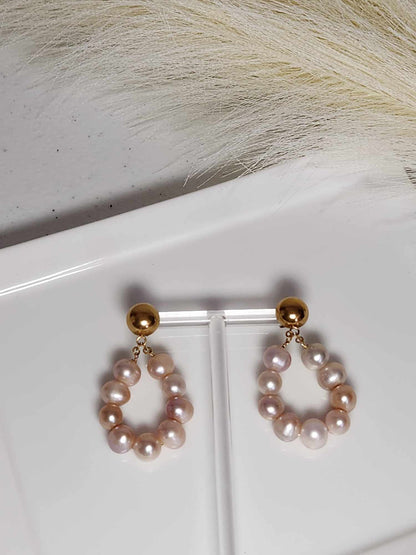 Daisy Delight Chain Pearl Earrings | Freshwater Pearl Studs