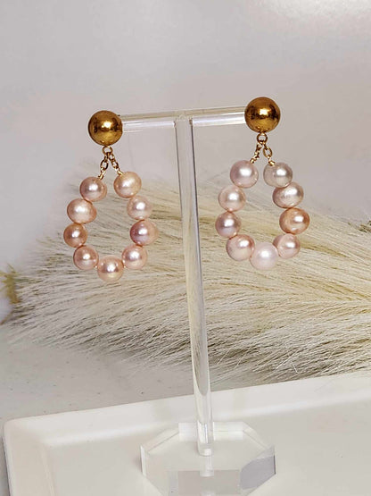 Daisy Delight Chain Pearl Earrings | Freshwater Pearl Studs