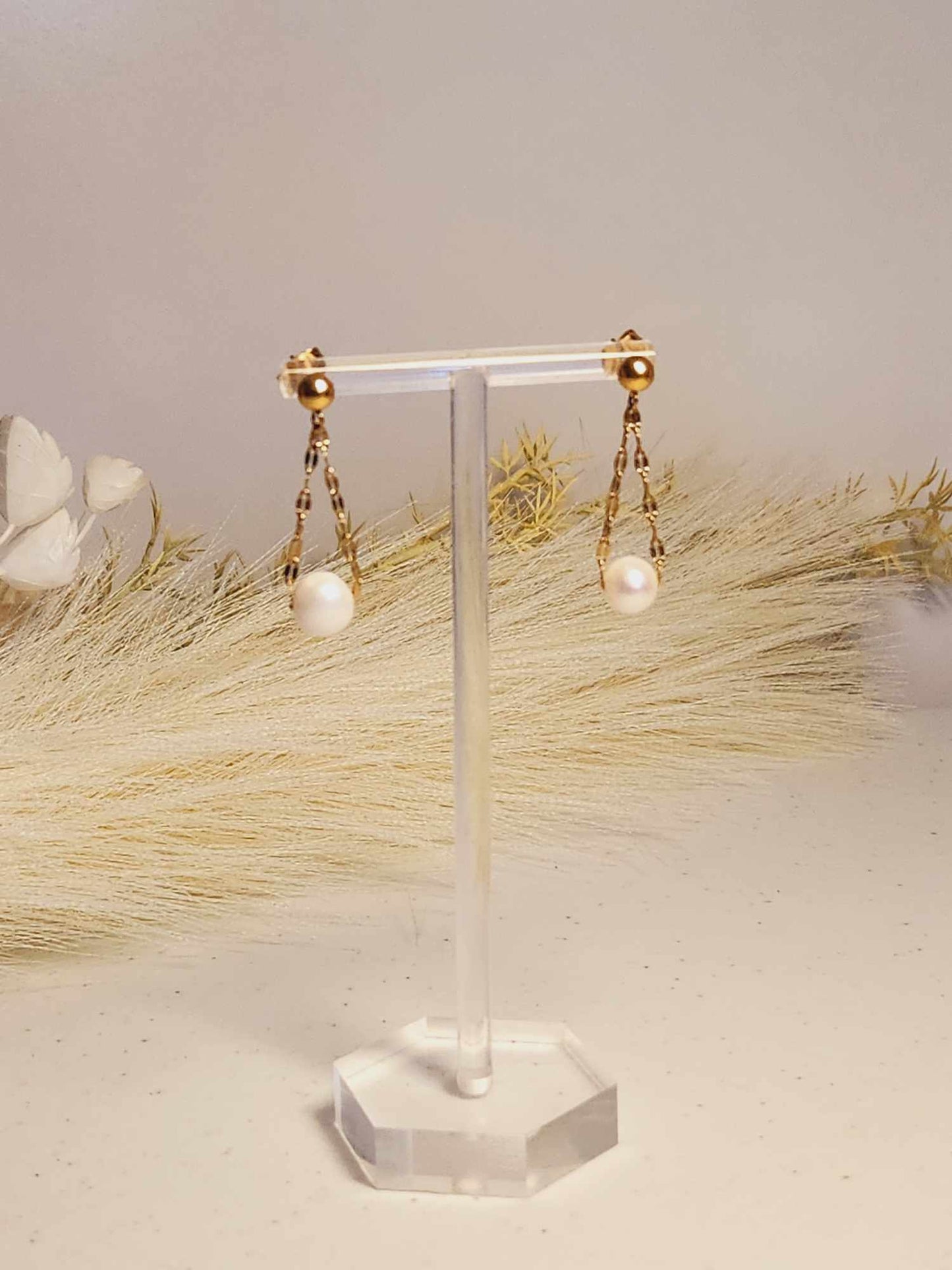 Buttercup Pearl Zirconia Earrings| Fresh water Pearl Jewelry