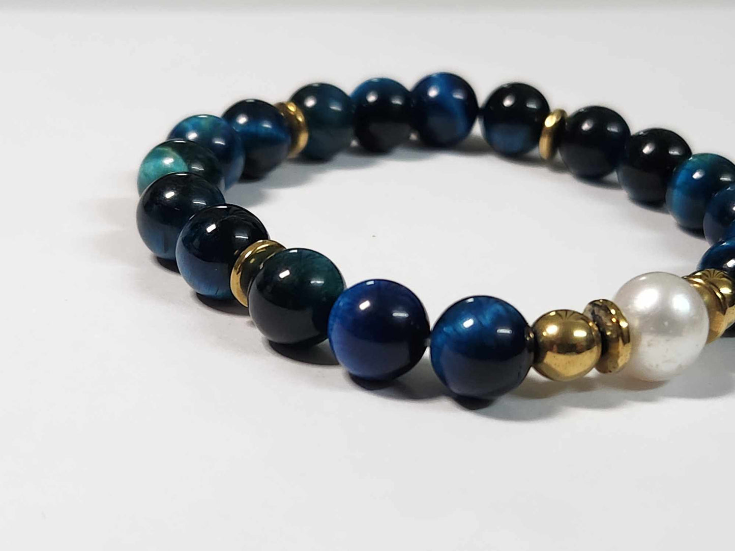 Mystic Ocean Blue Bead and Pearl Bracelet