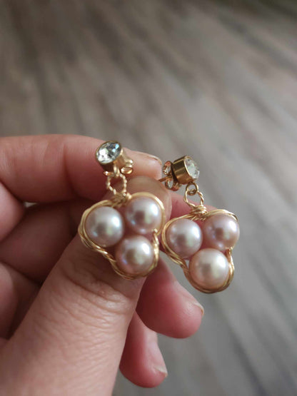 Three-Pearl Elegance in Gold |  | Freshwater Pearl Studs