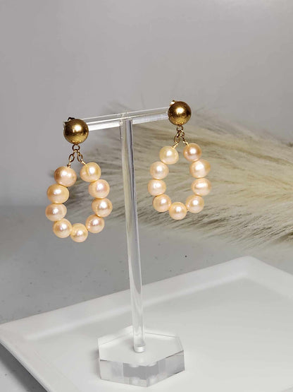 Daisy Delight Chain Pearl Earrings | Freshwater Pearl Studs