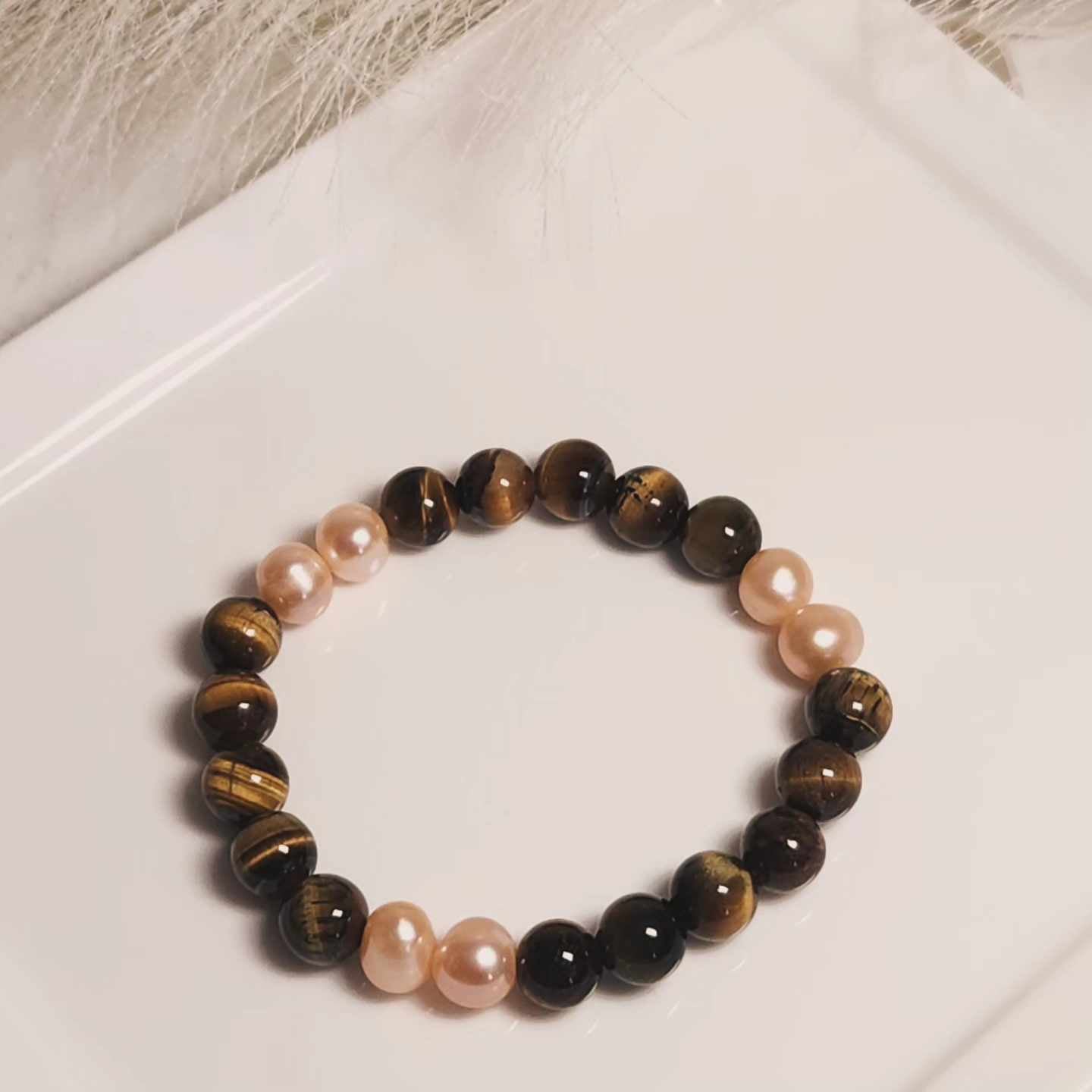 Sunset Glow Bead and Pearl Bracelet