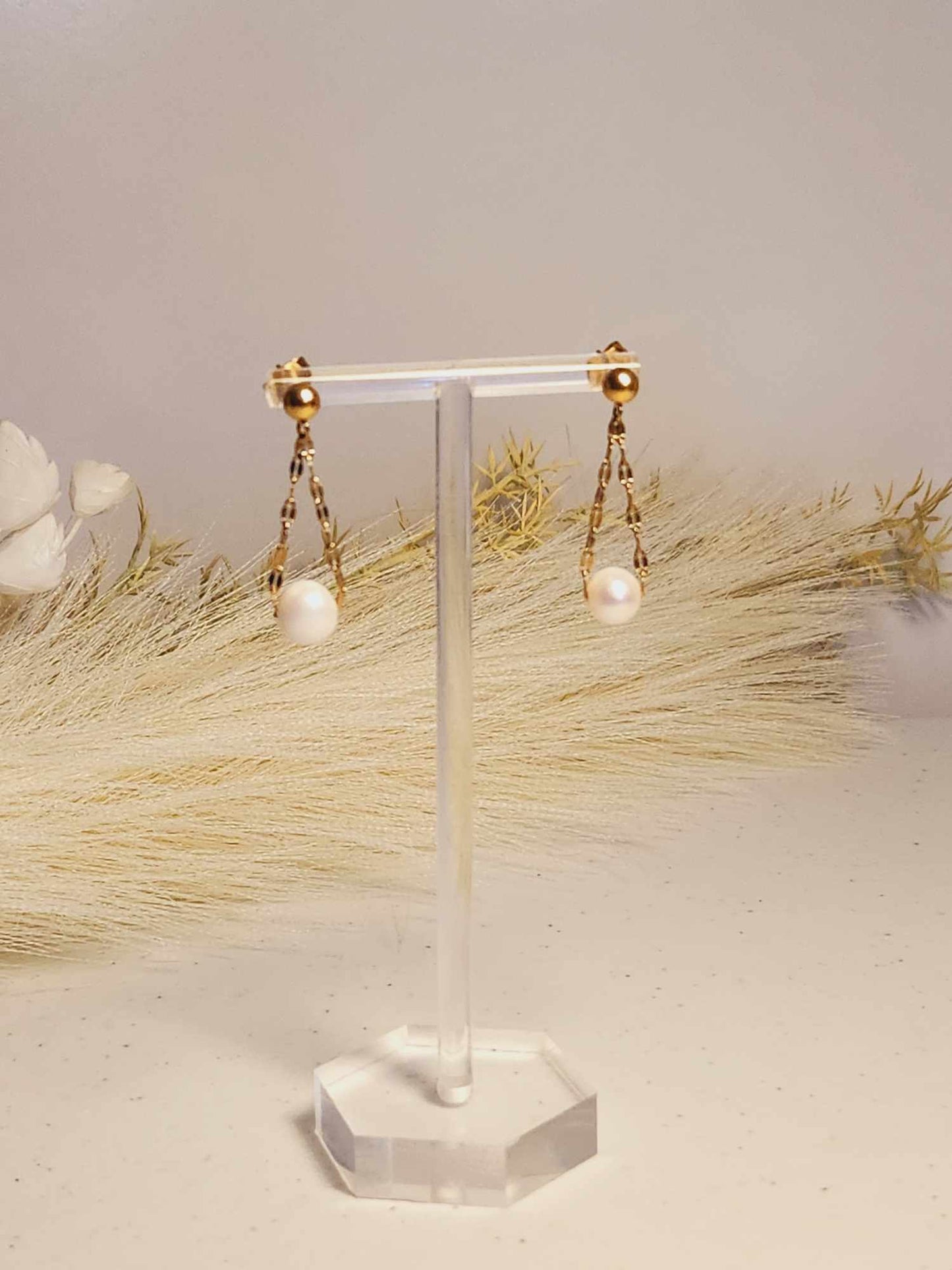 Buttercup Pearl Zirconia Earrings| Fresh water Pearl Jewelry