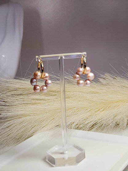 Elegant Small Chain Pearl Hoop Earrings