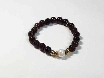 Luxurious Deep Garnet and Pearl Bracelet