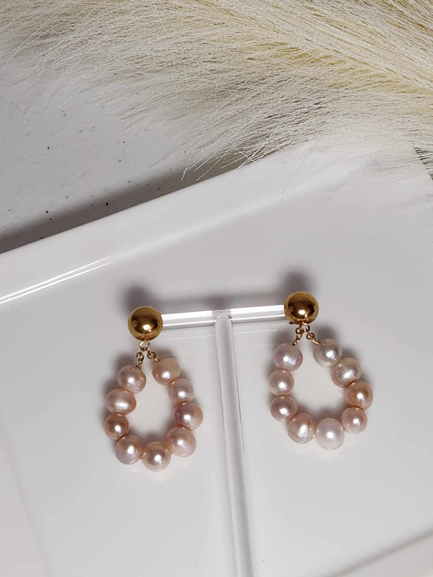 Daisy Delight Chain Pearl Earrings | Freshwater Pearl Studs