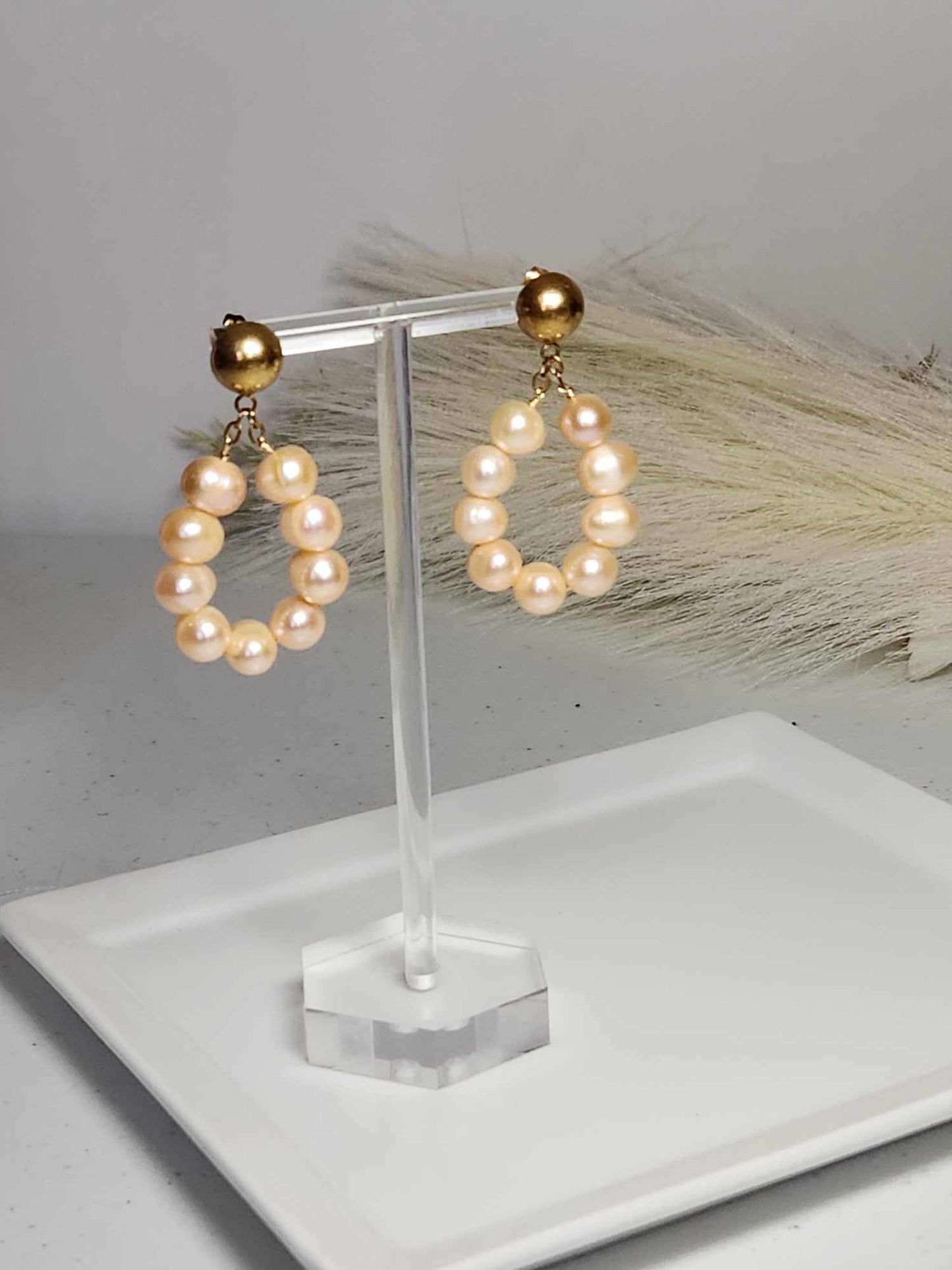 Daisy Delight Chain Pearl Earrings | Freshwater Pearl Studs