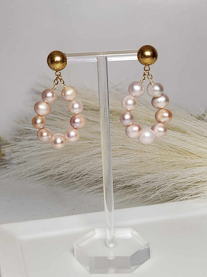 Daisy Delight Chain Pearl Earrings | Freshwater Pearl Studs