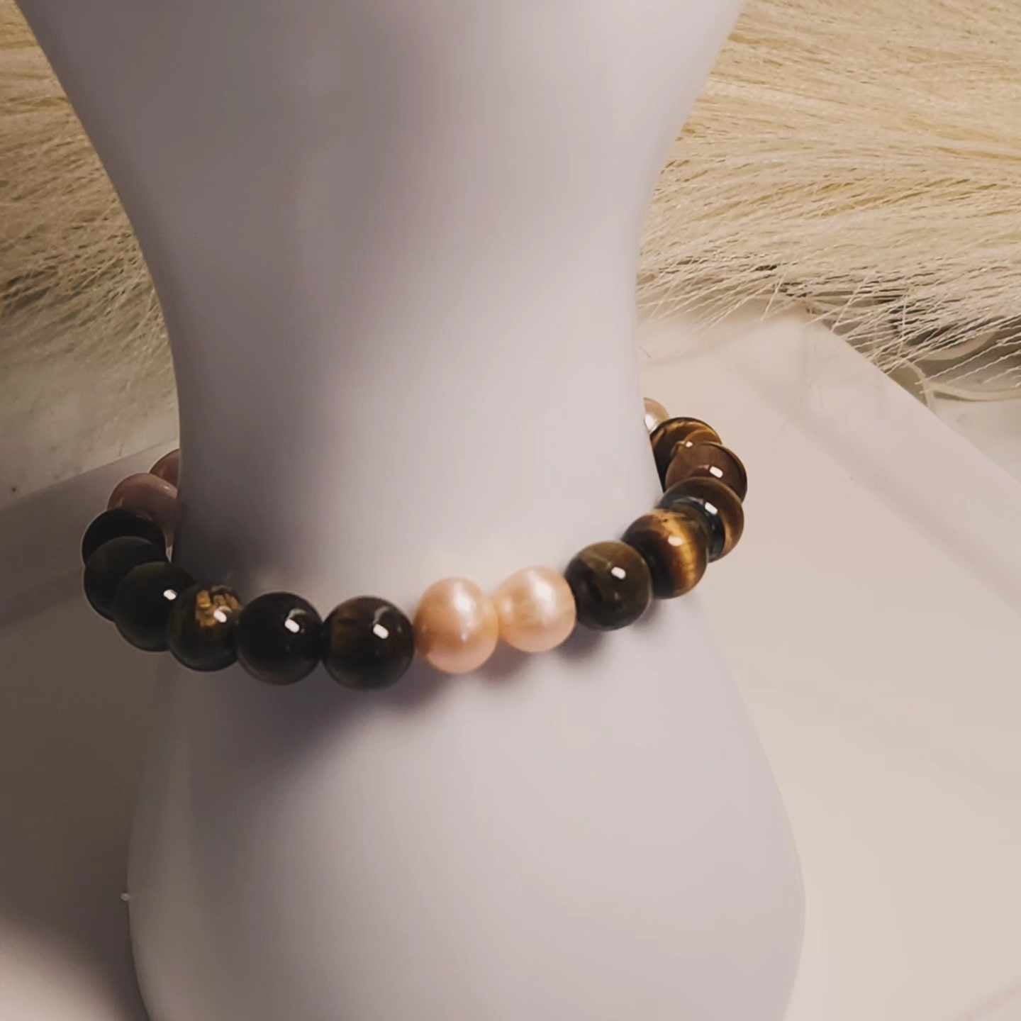 Sunset Glow Bead and Pearl Bracelet