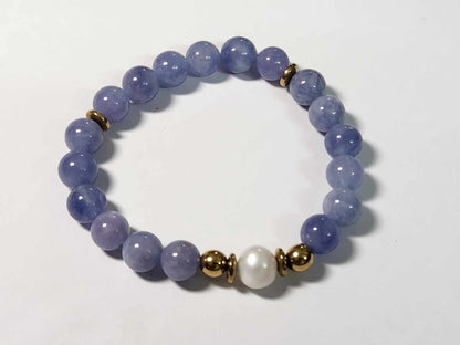 Serene Sky-Blue Jade and Pearl Bracelet