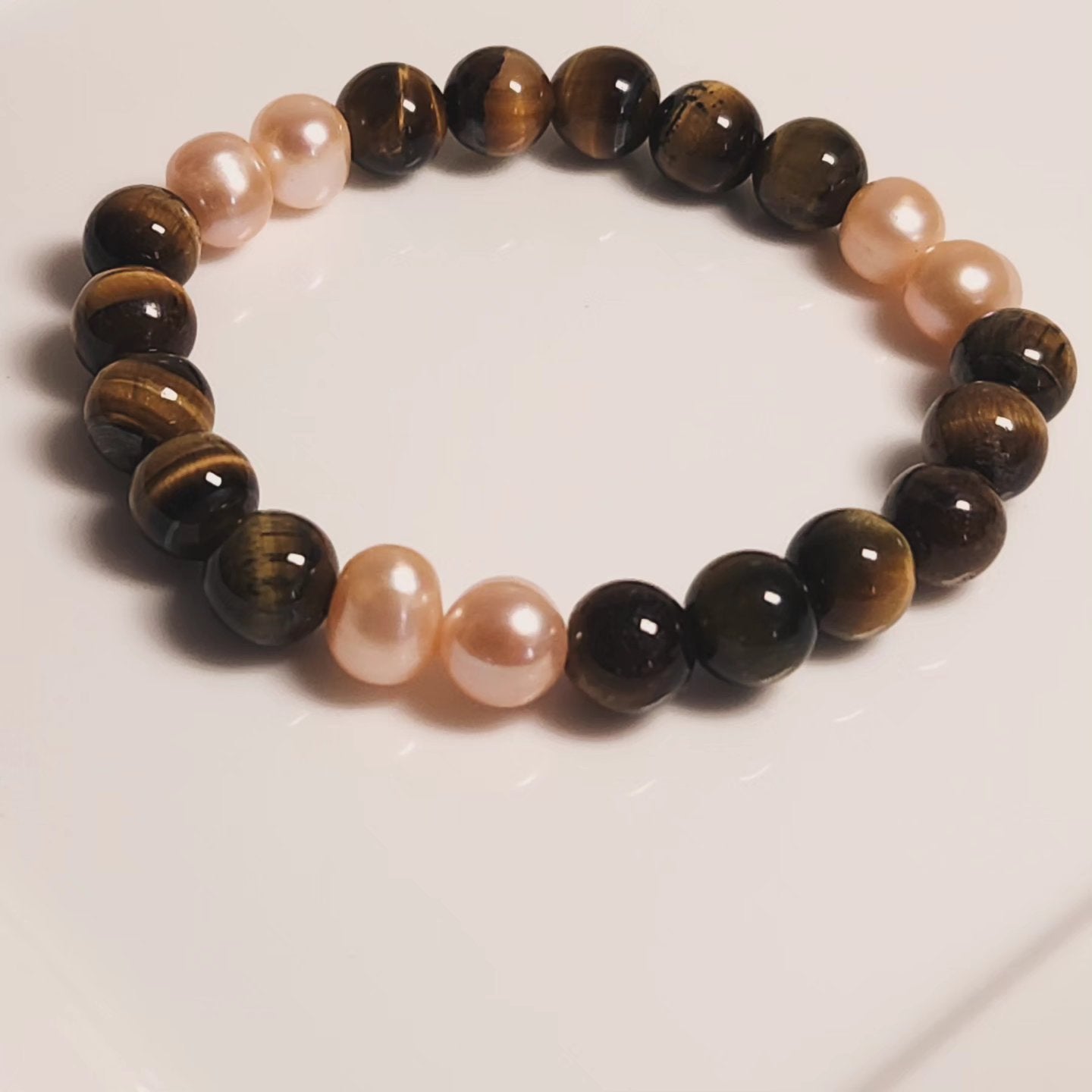 Sunset Glow Bead and Pearl Bracelet