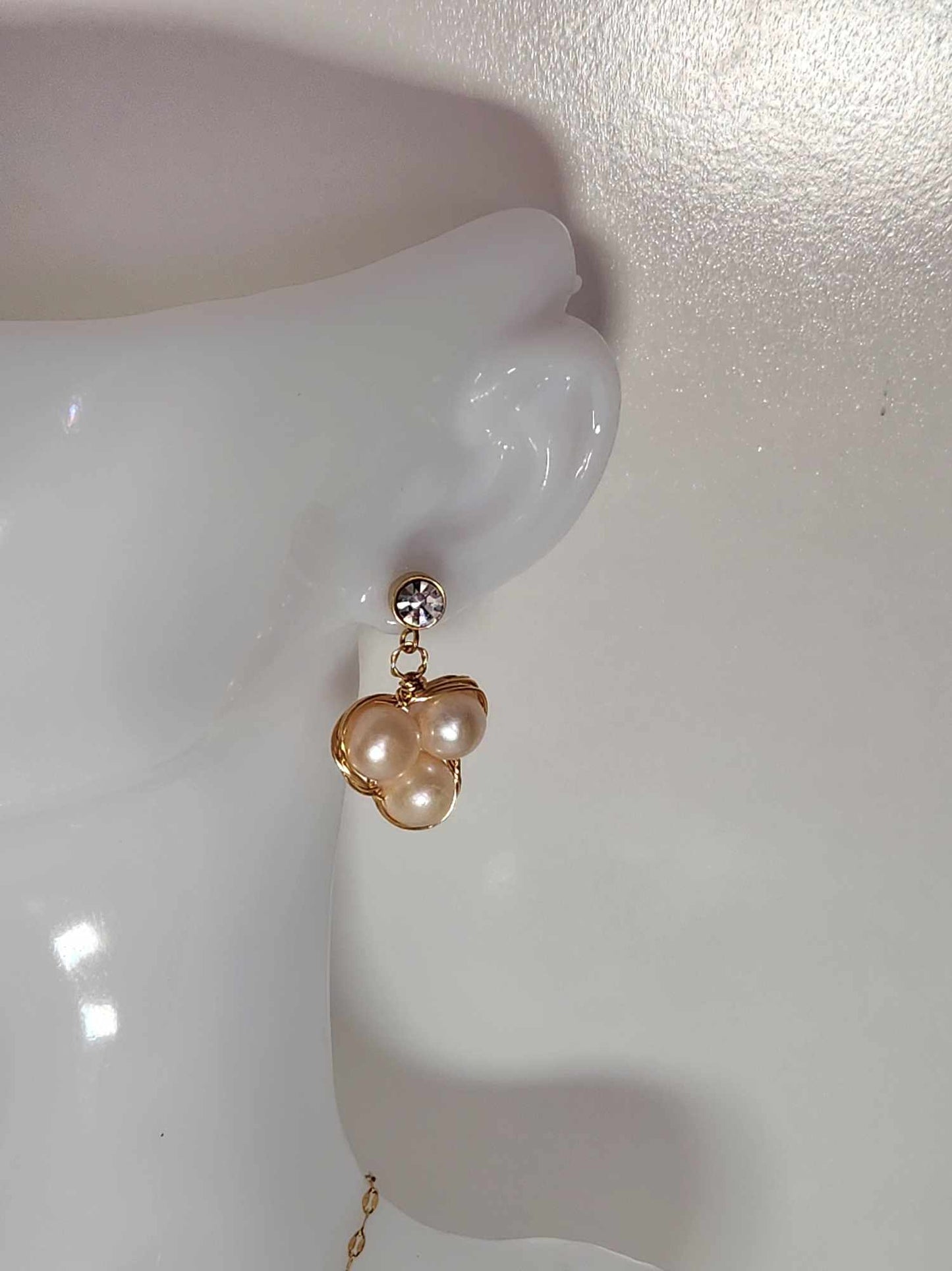 Three-Pearl Elegance in Gold |  | Freshwater Pearl Studs