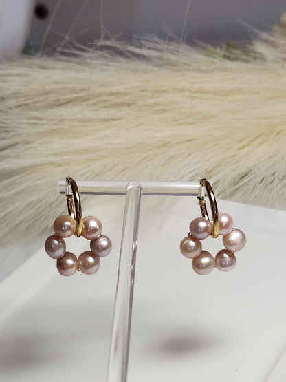 Elegant Small Chain Pearl Hoop Earrings