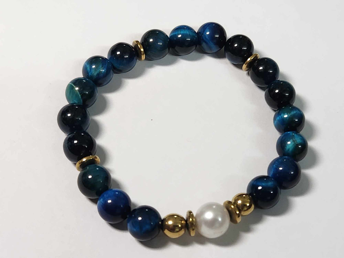 Mystic Ocean Blue Bead and Pearl Bracelet