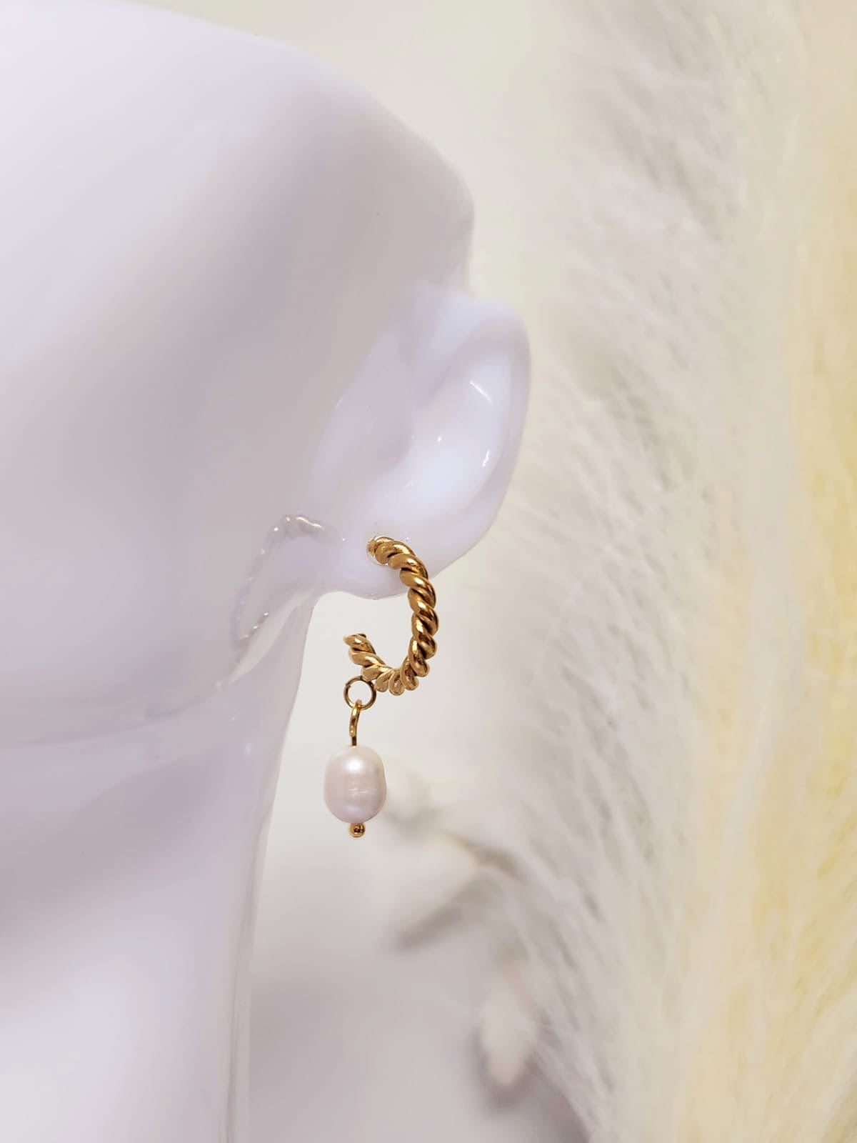 Wisteria Drops C- Shape dangling Pearl Earrings