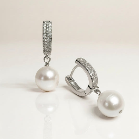 Argentum Luminosa | Pavé Halo Pearl Drops