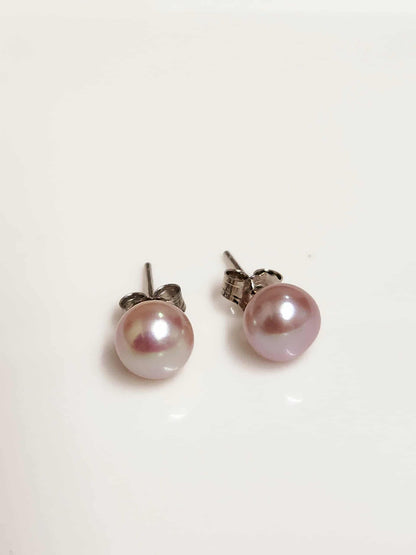 Lavender Pearl Silver Earring Studs  | Freshwater Pearl Studs