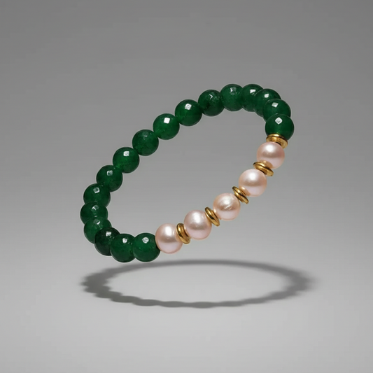 Orchid Harmony Bracelet – Lavender Pearl & Green Stone