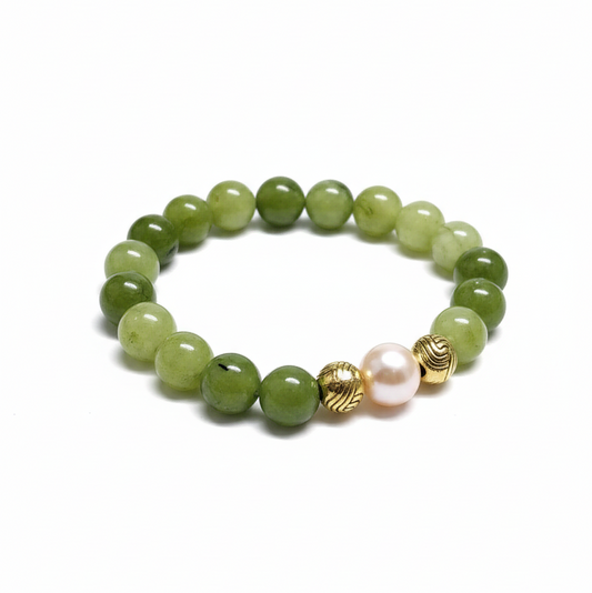 Anise | Jade & Pearl Beaded Bracelet